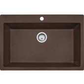  Primo Large Single Bowl Drop In Kitchen Sink, Granite, Fragranite Dark Brown, 33''W x 22''D x 9''H