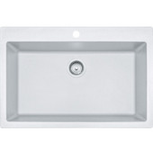  Primo Large Single Bowl Drop In Kitchen Sink, Granite, Fragranite Pure White, 33''W x 22''D x 9''H