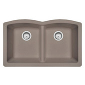 Ellipse Double Bowl Undermount Kitchen Sink, Granite, Fragranite Oyster, 33''W x 19-3/4''D x 9''H