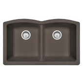  Ellipse Double Bowl Undermount Kitchen Sink, Granite, Fragranite Storm, 33''W x 19-3/4''D x 9''H