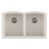  Ellipse Double Bowl Undermount Kitchen Sink, Granite, Fragranite Vanilla, 33''W x 19-3/4''D x 9''H
