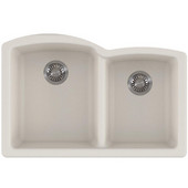  Ellipse Offset Double Bowl Undermount Kitchen Sink, Granite, Fragranite Vanilla, 33''W x 21-3/4''D x 9''H