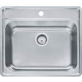  Evolution Single Bowl Drop In Kitchen Sink with C Deck 1 Hole, Stainless Steel, 18 Gauge, 22-1/2''W x 22-1/2''D x 9''H