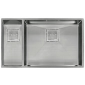  Peak Double Bowl Undermount Sink Large Bowl Right, Stainless Steel, 31-1/8''W x 17-3/4'' D
