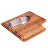  Professional Solid Wood Cutting Board with Polished Stainless Steel Colander