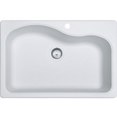  Gravity Single Bowl Drop In Kitchen Sink, Granite, Fragranite Pure White, 33''W x 22''D x 9''H