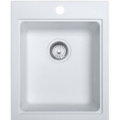  Quantum Single Bowl Drop In Kitchen Sink, Granite, Fragranite Pure White, 16-3/4''W x 20-1/2''D x 8''H