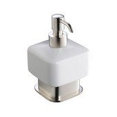  Solido Freestanding Lotion Dispenser in Brushed Nickel, Dimensions: 3-1/2'' W x 3-1/2'' D x 5-3/8'' H
