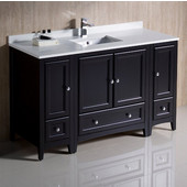  Oxford 54'' Wide Espresso Traditional Bathroom Cabinets w/ Top & Sink, 54'' W x 20-3/8'' D x 34-3/4'' H