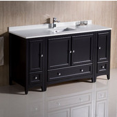  Oxford 60'' Wide Espresso Traditional Bathroom Cabinets w/ Top & Sink, 60'' W x 20-3/8'' D x 34-3/4'' H