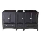 Oxford 60'' Espresso Traditional Double Sink Vanity Base Cabinets, 59-1/4'' W x 20'' D x 34'' H