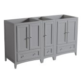  Oxford 60'' Gray Traditional Double Sink Bathroom Vanity Cabinets, 59-1/4'' W x 20'' D x 34'' H