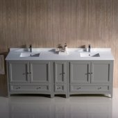  Oxford 84'' Gray Traditional Double Sink Bathroom Vanity Cabinets w/ Top & Sinks, 84'' W x 20-3/8'' D x 34-3/4'' H