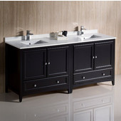  Oxford 72'' Wide Espresso Traditional Double Sink Bathroom Cabinets w/ Top & Sinks, 72'' W x 20-3/8'' D x 34-3/4'' H