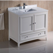  Oxford 36'' Wide Antique White Traditional Bathroom Cabinet w/ Top & Sink, 36'' W x 20-3/8'' D x 34-3/4'' H