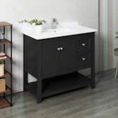  Manchester 42'' Black Traditional Bathroom Vanity Base Cabinet w/ Top & Sink, Vanity: 42'' W x 20-2/5'' D x 34-4/5'' H