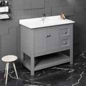  Manchester 42'' Gray Traditional Bathroom Vanity Base Cabinet w/ Top & Sink, Vanity: 42'' W x 20-2/5'' D x 34-4/5'' H