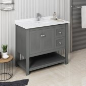  Manchester Regal 42'' Gray Wood Veneer Traditional Bathroom Vanity Base Cabinet w/ Top & Sink, Vanity: 42'' W x 20-2/5'' D x 34-4/5'' H