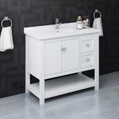  Manchester 42'' White Traditional Bathroom Vanity Base Cabinet w/ Top & Sink, Vanity: 42'' W x 20-2/5'' D x 34-4/5'' H