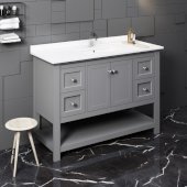  Manchester 48'' Gray Traditional Bathroom Vanity Base Cabinet w/ Top & Sink, Vanity: 48'' W x 20-2/5'' D x 34-4/5'' H