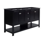  Manchester 60'' Black Traditional Double Sink Bathroom Vanity Base Cabinet Only, Vanity Base Cabinet: 60'' W x 20'' D x 34'' H
