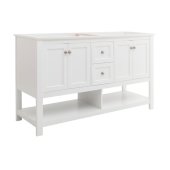  Manchester 60'' White Traditional Double Sink Bathroom Vanity Base Cabinet Only, Vanity Base Cabinet: 60'' W x 20'' D x 34'' H