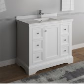  Windsor 40'' Matte White Traditional Bathroom Vanity Base Cabinet w/ Top & Sink, Base Cabinet: 40'' W x 20-3/8'' D x 34-5/16'' H