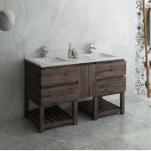  Formosa 58'' Floor Standing Open Bottom Double Sink Modern Vanity Base Cabinet, 58'' W x 20'' D x 34-1/8'' H