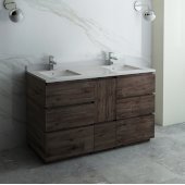  Formosa 60'' Floor Standing Double Sink Modern Bathroom Vanity Base Cabinet w/ Top & Sinks, Base Cabinet: 60'' W x 20-3/8'' D x 34-7/8'' H