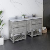  Formosa 60'' Floor Standing Open Bottom Double Sink Modern Bathroom Vanity Base Cabinet w/ Top & Sinks in Ash, Base Cabinet: 60'' W x 20-3/8'' D x 34-7/8'' H