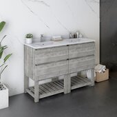  Formosa 46'' Floor Standing Open Bottom Double Sink Modern Vanity Base Cabinet in Ash, 46'' W x 20'' D x 34-1/8'' H