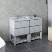  Formosa 48'' Floor Standing Open Bottom Double Sink Modern Bathroom Vanity Base Cabinet w/ Top & Sinks in Rustic White, Base Cabinet: 48'' W x 20-3/8'' D x 34-7/8'' H