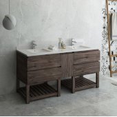 Formosa 70'' Floor Standing Open Bottom Double Sink Modern Vanity Base Cabinet, 70'' W x 20'' D x 34-1/8'' H