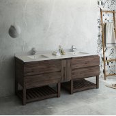  Formosa 82'' Floor Standing Open Bottom Double Sink Modern Vanity Base Cabinet, 82'' W x 20'' D x 34-1/8'' H