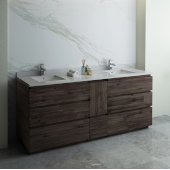  Formosa 84'' Floor Standing Double Sink Modern Bathroom Vanity Base Cabinet w/ Top & Sinks, Base Cabinet: 84'' W x 20-3/8'' D x 34-7/8'' H