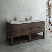  Formosa 70'' Floor Standing Open Bottom Double Sink Modern Vanity Base Cabinet, 70'' W x 20'' D x 34-1/8'' H, 4 Drawers