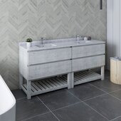  Formosa 70'' Floor Standing Open Bottom Double Sink Modern Vanity Base Cabinet in Rustic White, 70'' W x 20'' D x 34-1/8'' H