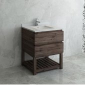  Formosa 30'' Floor Standing Open Bottom Modern Bathroom Vanity Base Cabinet w/ Top & Sink, Base Cabinet: 30'' W x 20-3/8'' D x 34-7/8'' H