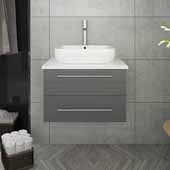  Lucera 24'' Gray Wall Hung Modern Bathroom Vanity Base Cabinet w/ Top & Vessel Sink, Vanity: 24''W x 20-2/5''D x 20-4/5''H