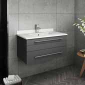  Lucera 30'' Gray Wall Hung Modern Bathroom Vanity Base Cabinet w/ Top & Undermount Sink, Vanity: 30''W x 20-2/5''D x 15-4/5''H