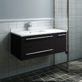  Lucera 36'' Espresso Wall Hung Modern Bathroom Vanity Base Cabinet w/ Top & Undermount Sink - Left Version, Vanity: 36''W x 20-2/5''D x 15-4/5''H