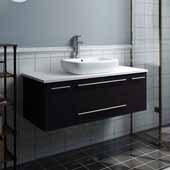  Lucera 42'' Espresso Wall Hung Modern Bathroom Vanity Base Cabinet w/ Top & Vessel Sink, Vanity: 42''W x 20-2/5''D x 20-4/5''H
