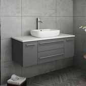  Lucera 42'' Gray Wall Hung Modern Bathroom Vanity Base Cabinet w/ Top & Vessel Sink, Vanity: 42''W x 20-2/5''D x 20-4/5''H