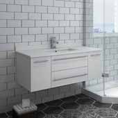  Lucera 42'' White Wall Hung Modern Bathroom Vanity Base Cabinet w/ Top & Undermount Sink, Vanity: 42''W x 20-2/5''D x 15-4/5''H