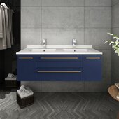  Lucera 48'' Royal Blue Wall Hung Modern Bathroom Vanity Base Cabinet w/ Top & Undermount Sink, Vanity: 48''W x 20-2/5''D x 15-4/5''H