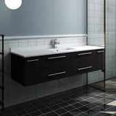  Lucera 60'' Espresso Wall Hung Modern Bathroom Vanity Base Cabinet w/ Top & Single Undermount Sink, Vanity: 60''W x 20-2/5''D x 15-4/5''H