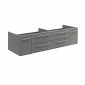  Lucera 60'' Gray Wall Hung Double Undermount Sink Modern Bathroom Vanity Base Cabinet Only, 59-1/5''W x 20''D x 15''H