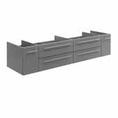  Lucera 72'' Gray Wall Hung Double Vessel Sink Modern Bathroom Vanity Base Cabinet Only, 71-1/5''W x 20''D x 15''H