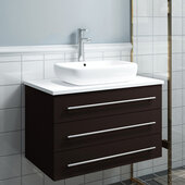  Modello 32'' Espresso Wall Hung Modern Bathroom Vanity with Countertop and Vessel Sink, 32'' W x 19-1/4'' D x 19-1/4'' H