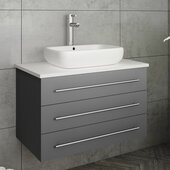  Modello 32'' Gray Wall Hung Modern Bathroom Vanity with Countertop and Vessel Sink, 32'' W x 19-1/4'' D x 19-1/4'' H
